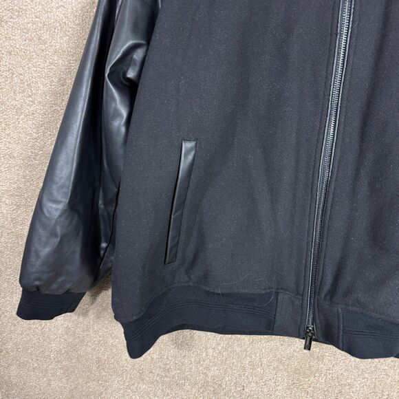 Shaquille O'Neal XLG Varsity Jacket Mens 3XL Black Zip Up Faux Leather Trim NEW - Picture 4 of 9